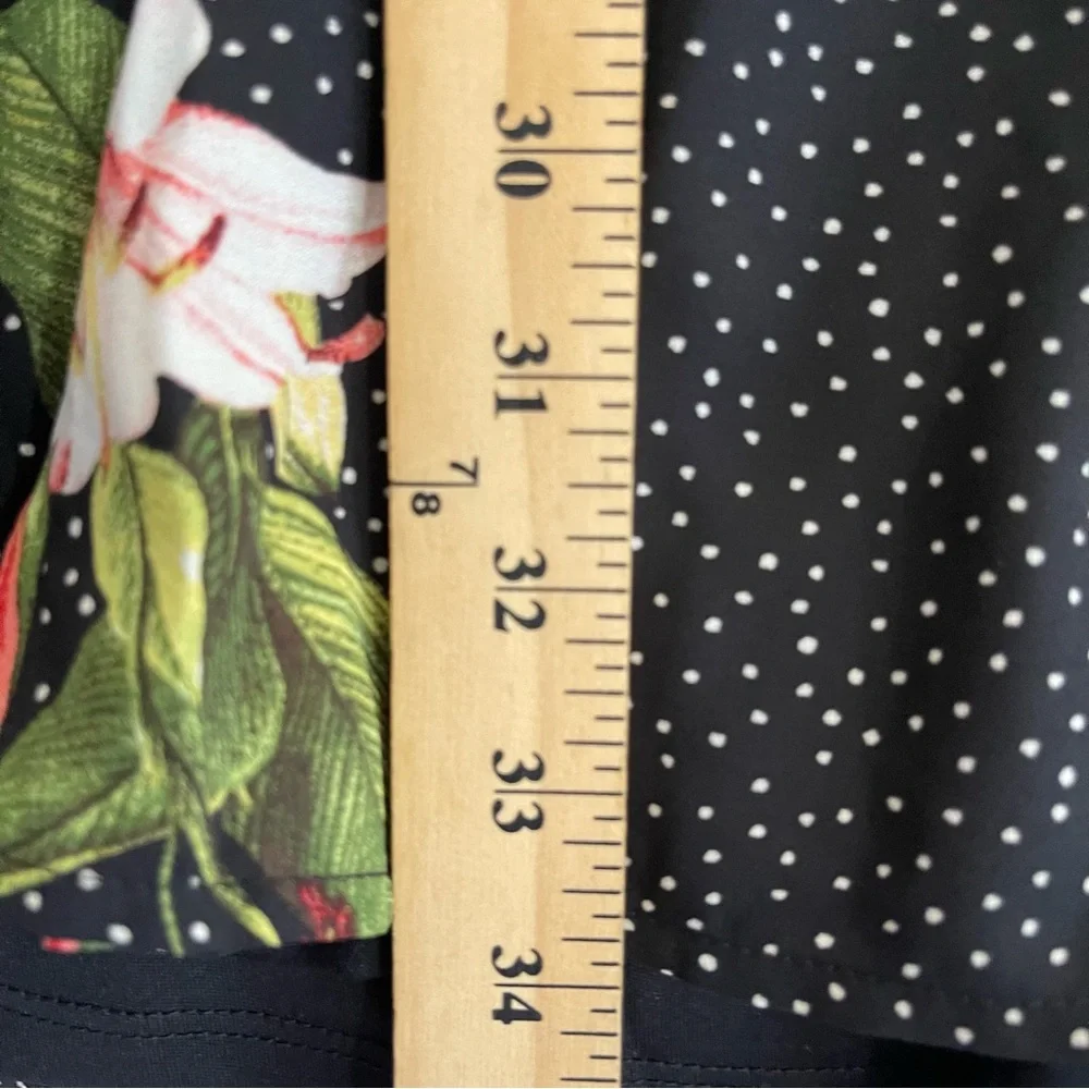 Lulus Dress Womens XL Black Polka Dot Floral Tropical Print Short Sleeve - Picture 6 of 7